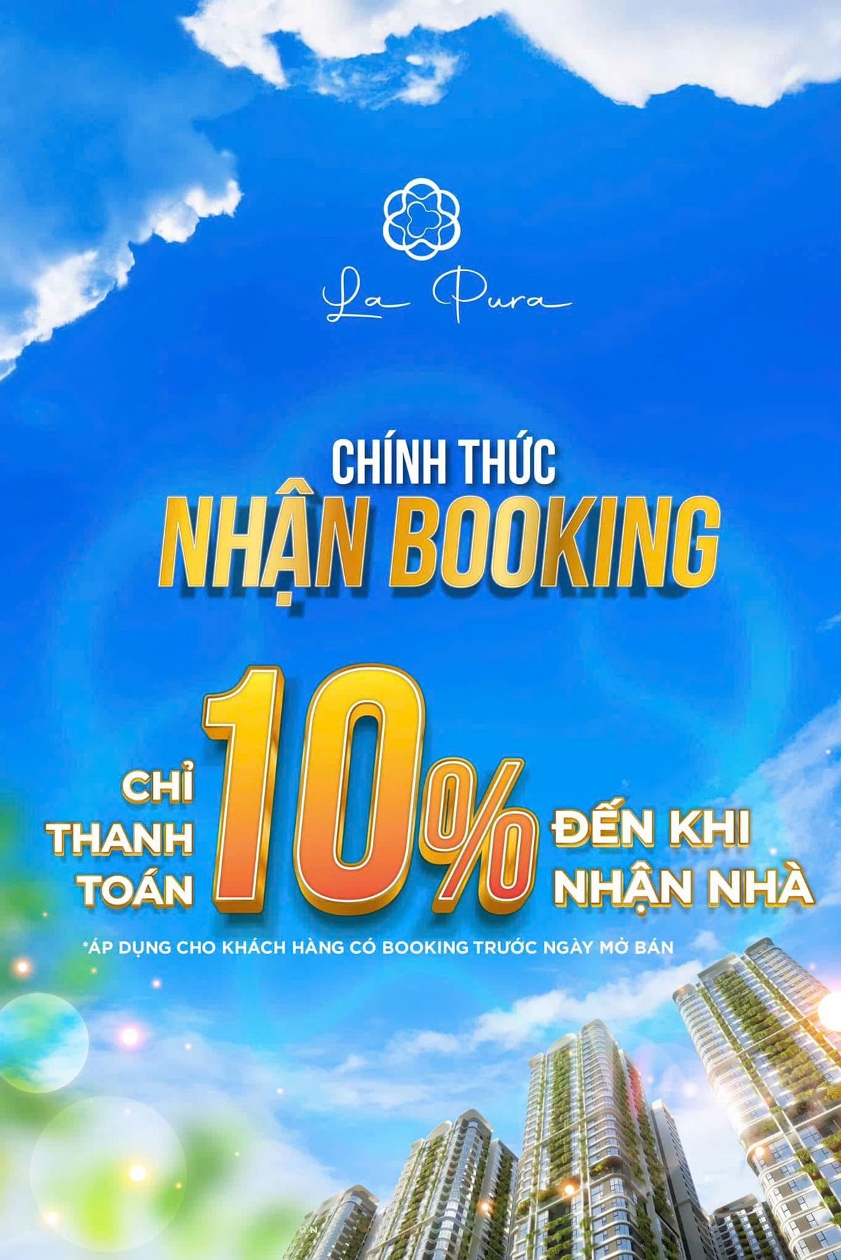 Ưu đãi khách hàng Booking sớm được hưởng chính sách thanh toán chỉ 10% đến khi nhận nhà